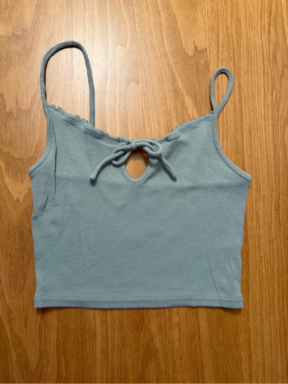 Me to We Light Green Tie-Front Ribbed Camisole